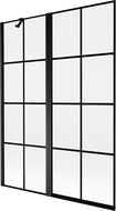 Mexen Mist parawan nawannowy 2-skrzydłowy lewy 130 x 150 cm, czarna kratka, czarny - 8A9-130-011-70-77-L