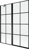 Mexen Mist parawan nawannowy 2-skrzydłowy lewy 140 x 150 cm, czarna kratka, czarny - 8A9-140-011-70-77-L