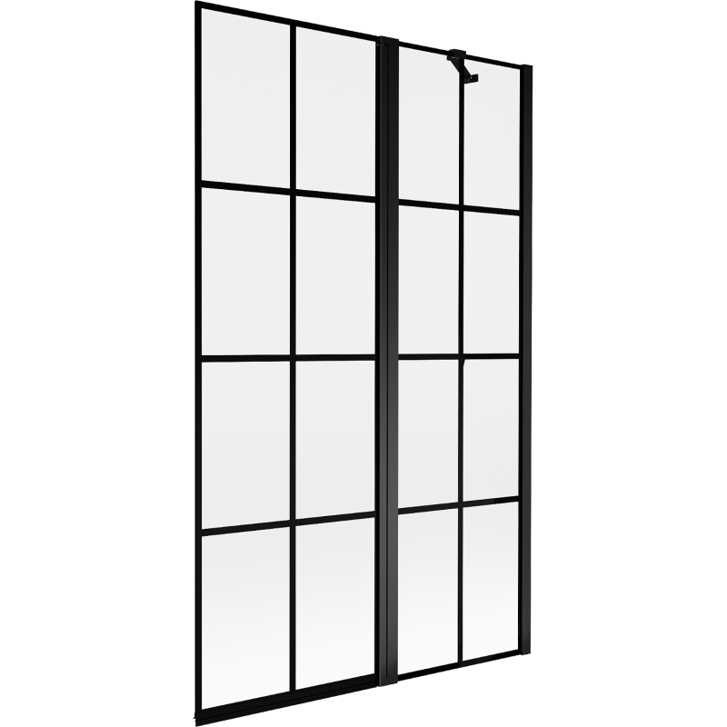 Mexen Mist parawan nawannowy 2-skrzydłowy prawy 110 x 150 cm, czarna kratka, czarny - 8A9-110-011-70-77-P