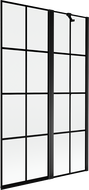 Mexen Mist parawan nawannowy 2-skrzydłowy prawy 110 x 150 cm, czarna kratka, czarny - 8A9-110-011-70-77-P