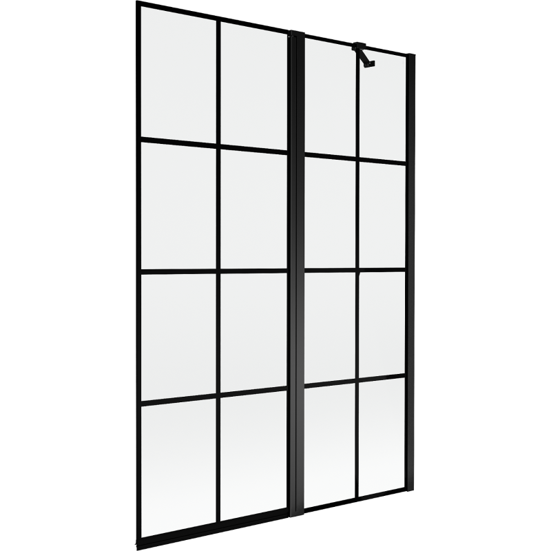 Mexen Mist parawan nawannowy 2-skrzydłowy prawy 120 x 150 cm, czarna kratka, czarny - 8A9-120-011-70-77-P
