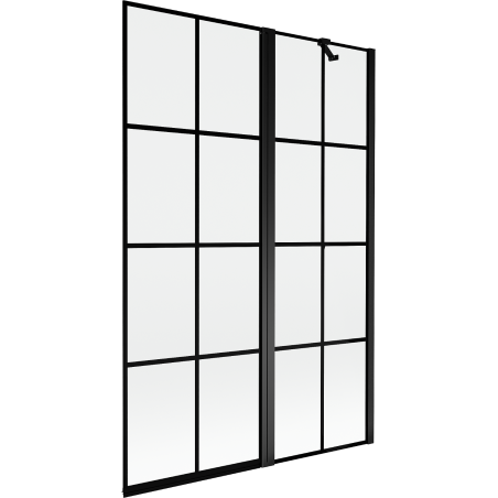 Mexen Mist parawan nawannowy 2-skrzydłowy prawy 120 x 150 cm, czarna kratka, czarny - 8A9-120-011-70-77-P