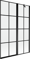 Mexen Mist parawan nawannowy 2-skrzydłowy prawy 120 x 150 cm, czarna kratka, czarny - 8A9-120-011-70-77-P