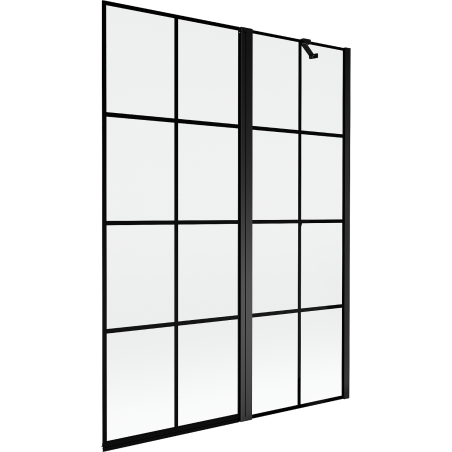Mexen Mist parawan nawannowy 2-skrzydłowy prawy 130 x 150 cm, czarna kratka, czarny - 8A9-130-011-70-77-P
