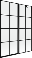 Mexen Mist parawan nawannowy 2-skrzydłowy prawy 130 x 150 cm, czarna kratka, czarny - 8A9-130-011-70-77-P