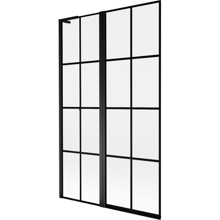 Mexen Mist L parawan nawannowy 2-skrzydłowy lewy 110 x 150 cm, czarna kratka, czarny - 8A9L-110-011-70-77-L