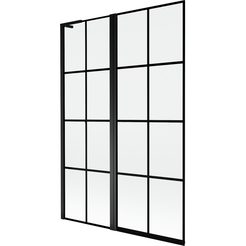 Mexen Mist L parawan nawannowy 2-skrzydłowy lewy 120 x 150 cm, czarna kratka, czarny - 8A9L-120-011-70-77-L