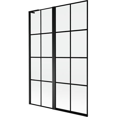 Mexen Mist L parawan nawannowy 2-skrzydłowy lewy 120 x 150 cm, czarna kratka, czarny - 8A9L-120-011-70-77-L