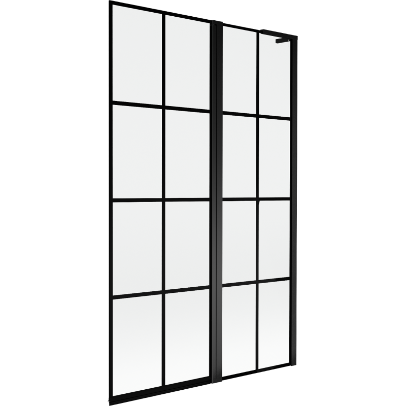 Mexen Mist L parawan nawannowy 2-skrzydłowy prawy 110 x 150 cm, czarna kratka, czarny - 8A9L-110-011-70-77-P