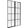 Mexen Mist L parawan nawannowy 2-skrzydłowy prawy 110 x 150 cm, czarna kratka, czarny - 8A9L-110-011-70-77-P