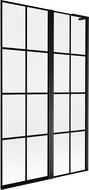 Mexen Mist L parawan nawannowy 2-skrzydłowy prawy 110 x 150 cm, czarna kratka, czarny - 8A9L-110-011-70-77-P