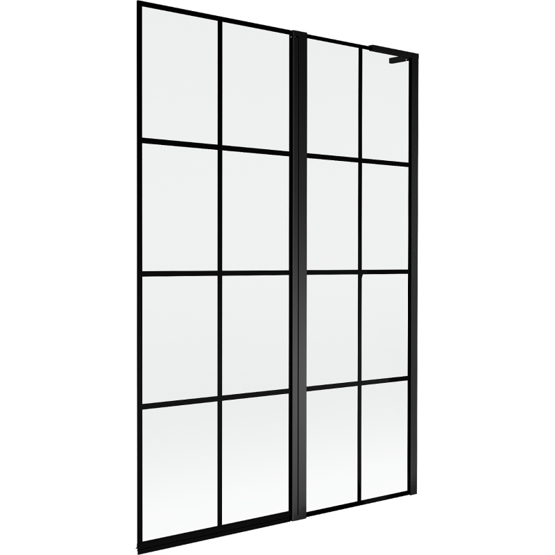 Mexen Mist L parawan nawannowy 2-skrzydłowy prawy 120 x 150 cm, czarna kratka, czarny - 8A9L-120-011-70-77-P