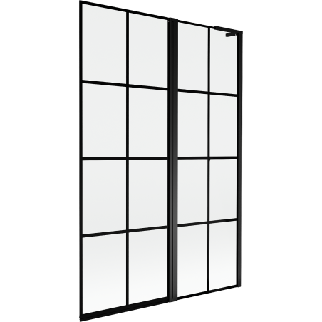 Mexen Mist L parawan nawannowy 2-skrzydłowy prawy 120 x 150 cm, czarna kratka, czarny - 8A9L-120-011-70-77-P
