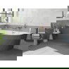 Mexen Silo wanna wolnostojąca narożna lewa ryflowana  150 x 75 cm, biała/szara, przelew miedź szczotkowana - 52891507562L-65