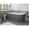 Mexen Silo wanna wolnostojąca narożna lewa ryflowana  150 x 75 cm, biała/szara, przelew gun metal - 52891507562L-95