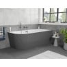 Mexen Silo wanna wolnostojąca narożna prawa ryflowana  150 x 75 cm, biała/szara, przelew gun metal - 52891507562P-95