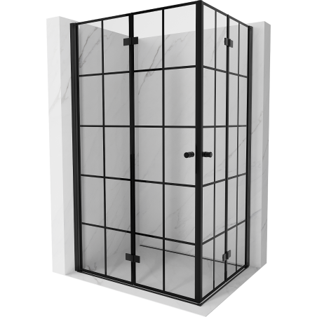 Mexen Mist-F Duo kabina prysznicowa składana lewa 80 x 70 cm, czarna kratka, czarna -  8A6-080L-070P-70-77