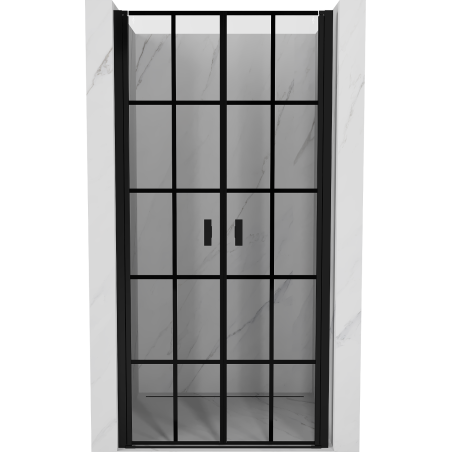 Mexen Mist drzwi prysznicowe uchylne 120 cm, czarna kratka, czarne - 8A7-120-000-70-77