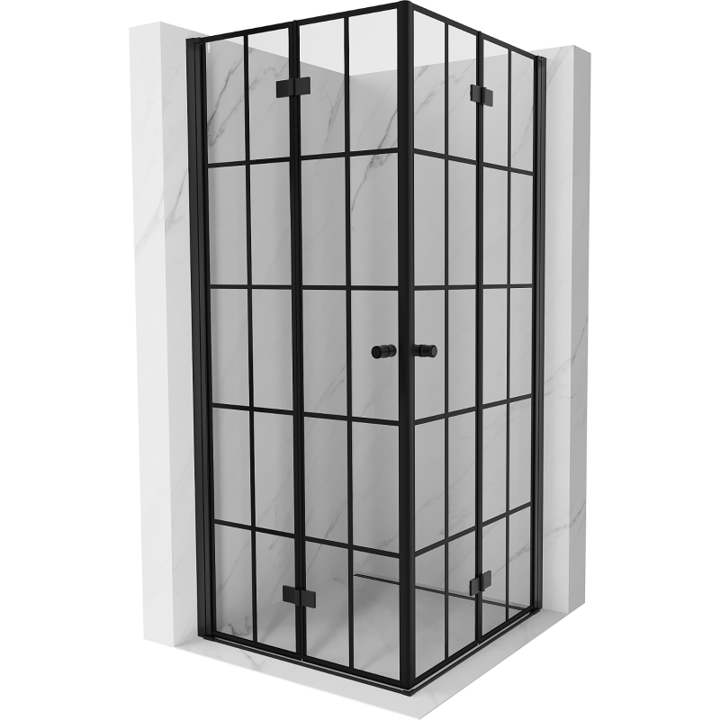 Mexen Mist-F Duo kabina prysznicowa składana 85 x 85 cm, czarna kratka, czarna - 8A6-085L-085P-70-77