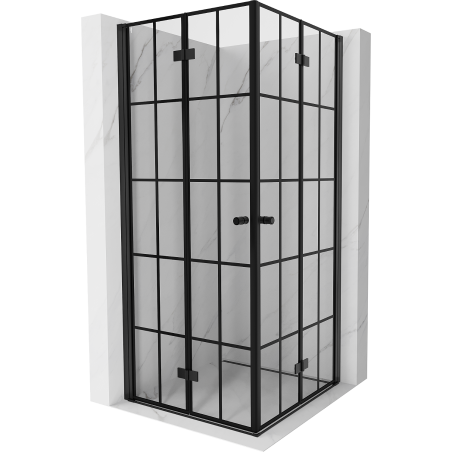 Mexen Mist-F Duo kabina prysznicowa składana 85 x 85 cm, czarna kratka, czarna - 8A6-085L-085P-70-77