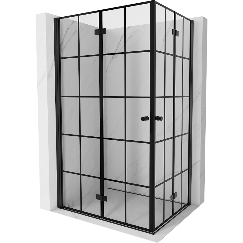 Mexen Mist-F Duo kabina prysznicowa składana lewa 110 x 85 cm, czarna kratka, czarna -  8A6-110L-085P-70-77