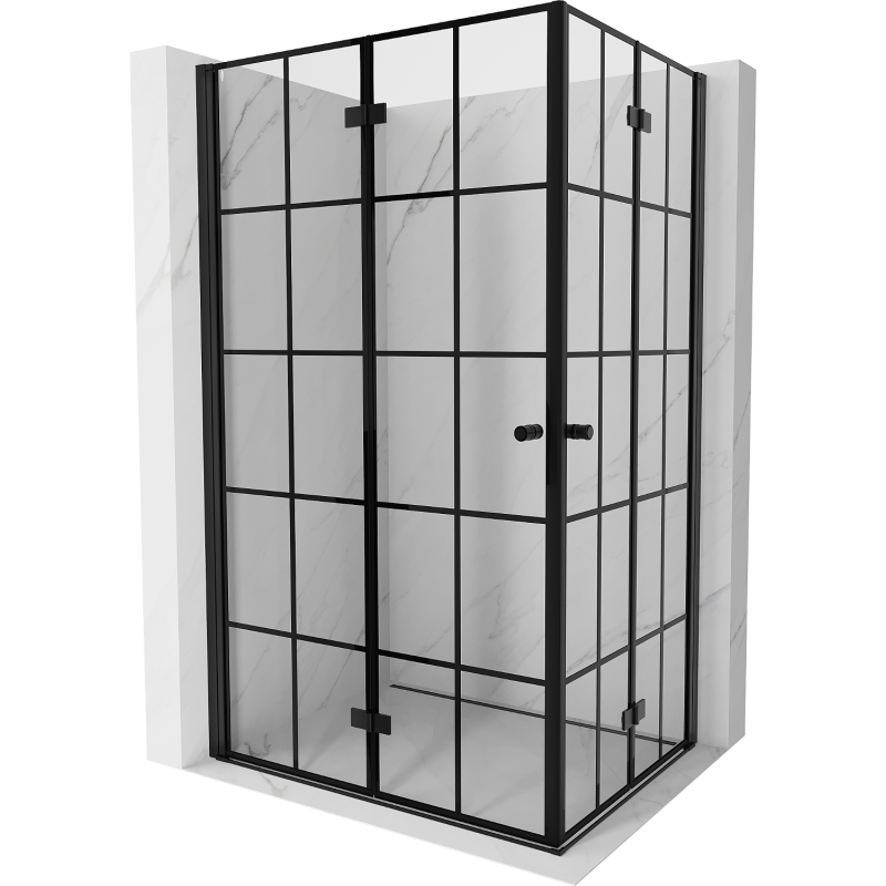 Mexen Mist-F Duo kabina prysznicowa składana lewa 110 x 90 cm, czarna kratka, czarna -  8A6-110L-090P-70-77
