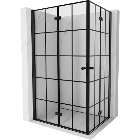 Mexen Mist-F Duo kabina prysznicowa składana lewa 110 x 90 cm, czarna kratka, czarna -  8A6-110L-090P-70-77