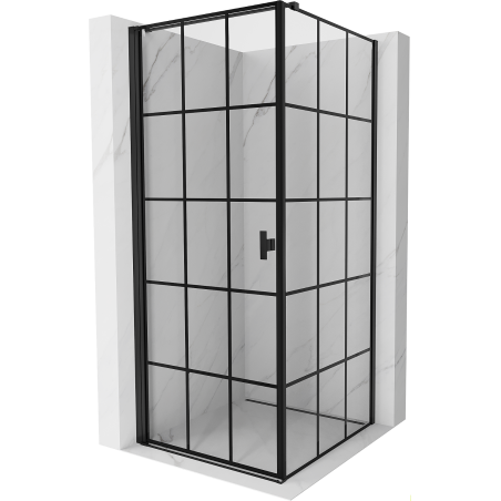 Mexen Mist-B kabina prysznicowa uchylna lewa 70 x 70 cm, czarna kratka, czarna - 8A2T-070-070-70-77-L