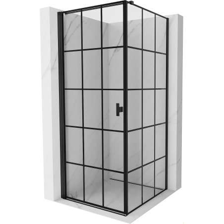 Mexen Mist-B kabina prysznicowa uchylna lewa 80 x 80 cm, czarna kratka, czarna - 8A2T-080-080-70-77-L