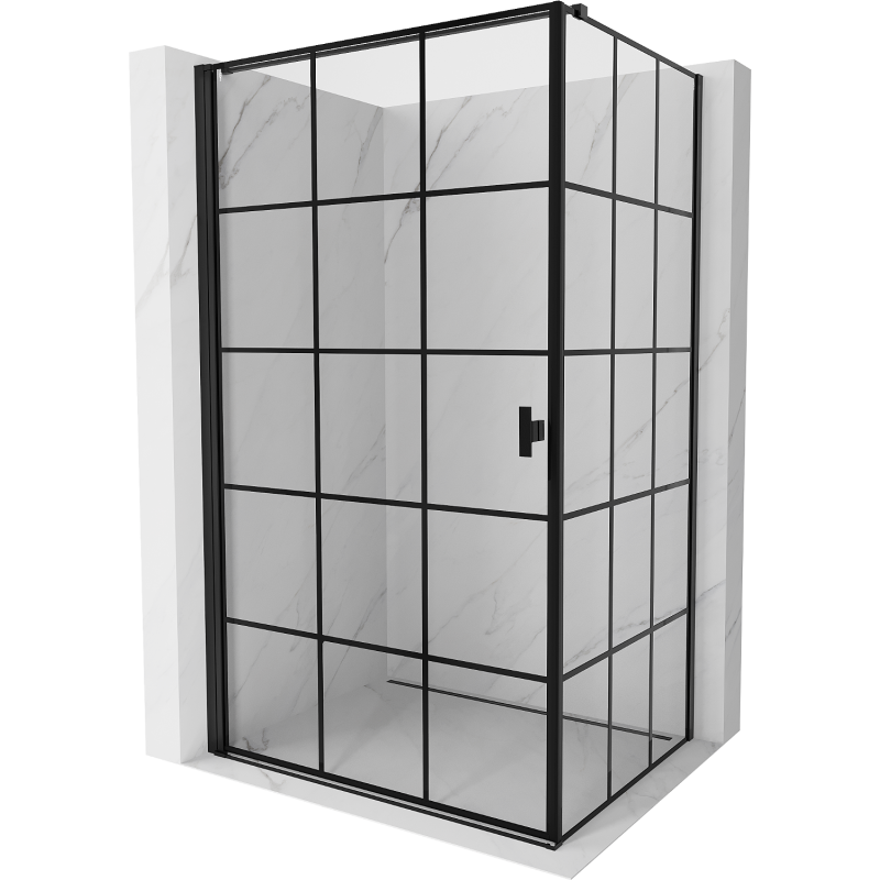 Mexen Mist-B  kabina prysznicowa uchylna lewa 100 x 85 cm, czarna kratka, czarna - 8A2T-100-085-70-77-L