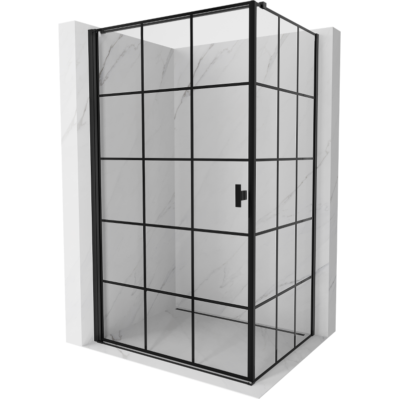 Mexen Mist-B  kabina prysznicowa uchylna lewa 100 x 90 cm, czarna kratka, czarna - 8A2T-100-090-70-77-L