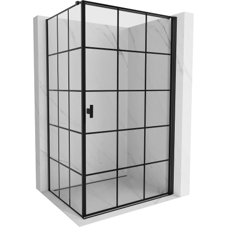 Mexen Mist-B  kabina prysznicowa uchylna prawa 80 x 75 cm, czarna kratka, czarna - 8A2T-080-075-70-77-P
