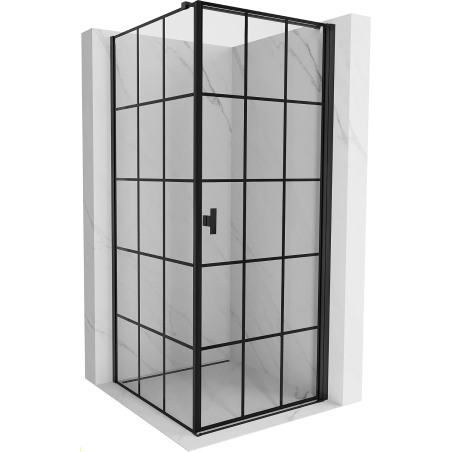 Mexen Mist-B kabina prysznicowa uchylna prawa 80 x 80 cm, czarna kratka, czarna - 8A2T-080-080-70-77-P