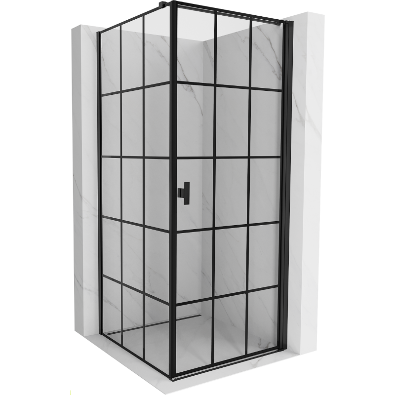 Mexen Mist-B kabina prysznicowa uchylna prawa 90 x 90 cm, czarna kratka, czarna - 8A2T-090-090-70-77-P