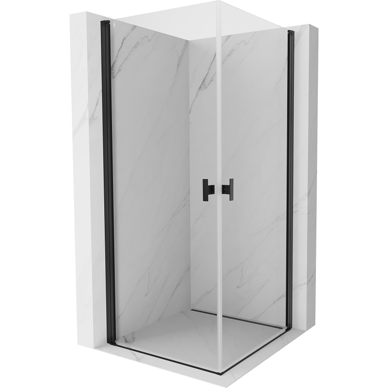 Mexen Mist-B Duo kabina prysznicowa uchylna 75 x 75 cm, transparent, czarna - 8A2-075-075-70-00