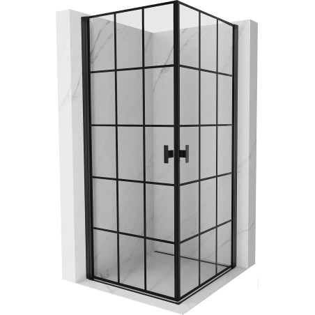 Mexen Mist-B Duo kabina prysznicowa uchylna 70 x 70 cm, czarna kratka, czarna - 8A2-070L-070P-70-77