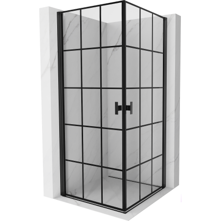 Mexen Mist-B Duo kabina prysznicowa uchylna 80 x 80 cm, czarna kratka, czarna - 8A2-080L-080P-70-77