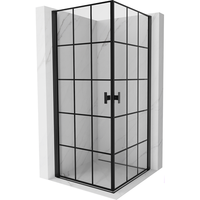 Mexen Mist-B Duo kabina prysznicowa uchylna 90 x 90 cm, czarna kratka, czarna - 8A2-090L-090P-70-77