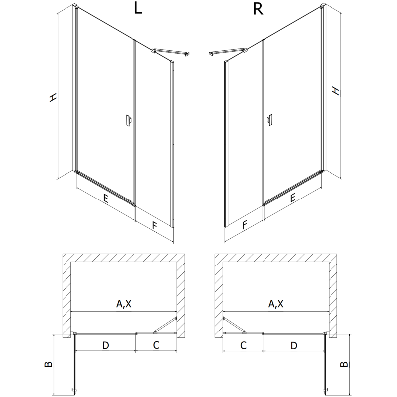 Mexen Mist-B drzwi prysznicowe uchylne 120 cm, transparent, czarne - 8A2-120-001-70-00