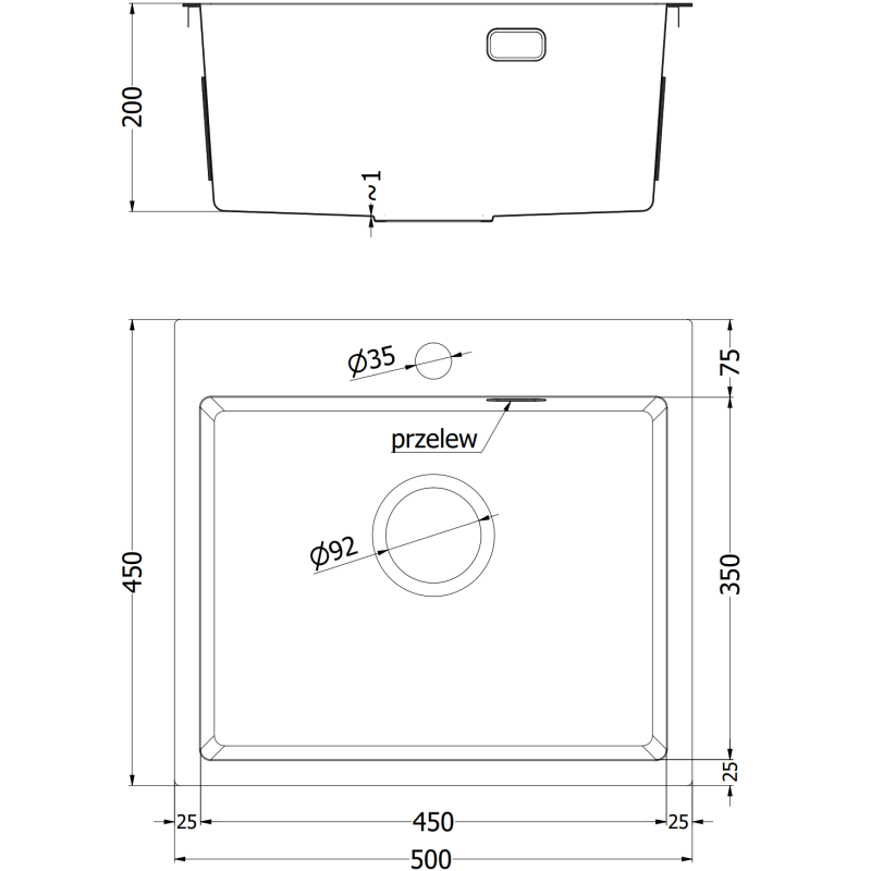 Mexen Solix zlewozmywak stalowy 1-komorowy 500 x 450 mm, miedź - 6402501000-65