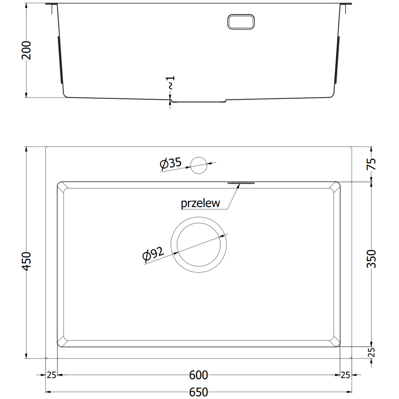 Mexen Solix zlewozmywak stalowy 1-komorowy 650 x 450 mm, miedź - 6403651000-65