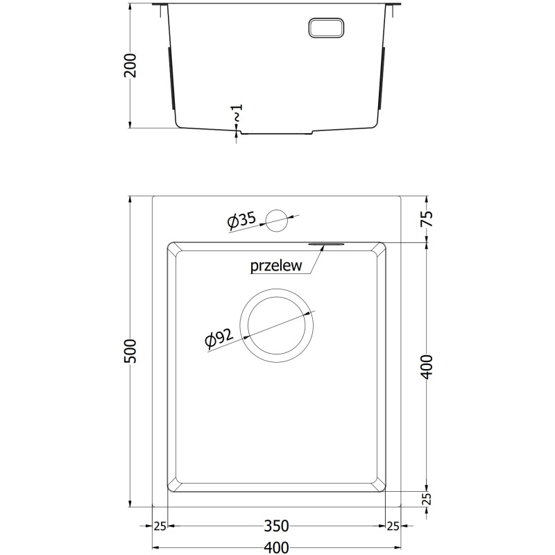 Mexen Solix zlewozmywak stalowy 1-komorowy 400 x 500 mm, miedź - 6406401000-65