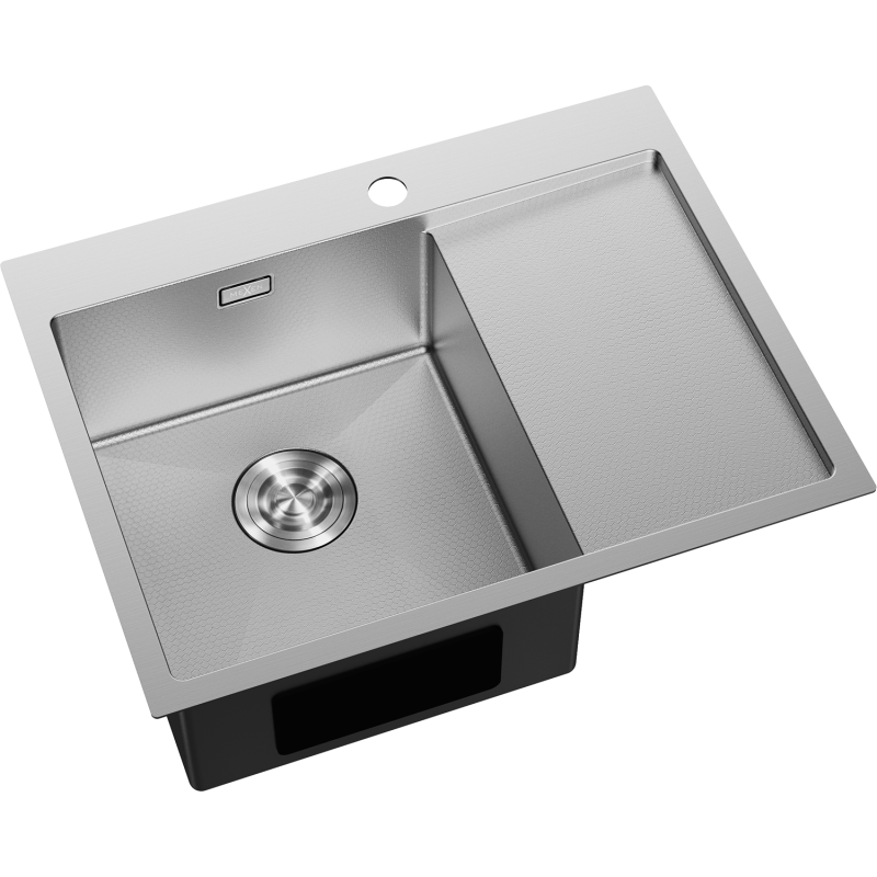 Mexen Exar zlewozmywak stalowy 1-komorowy z ociekaczem, lewy 620 x 480 mm, inox HC - 6431621005L-01HC