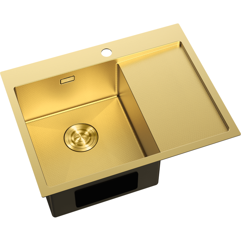 Mexen Exar zlewozmywak stalowy 1-komorowy z ociekaczem, lewy 620 x 480 mm, złoty HC - 6431621005L-55HC