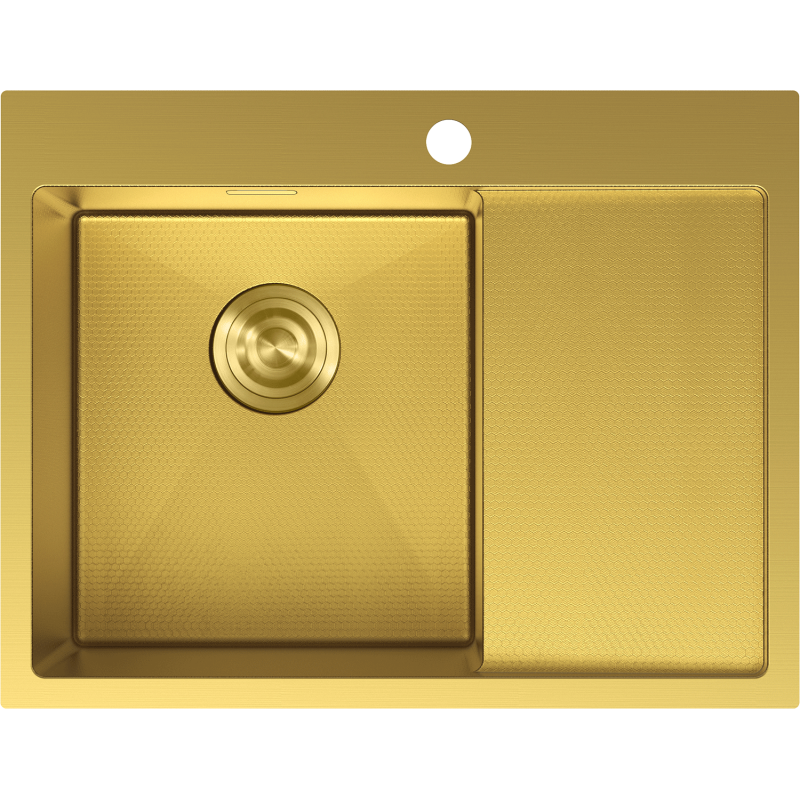 Mexen Exar zlewozmywak stalowy 1-komorowy z ociekaczem, lewy 620 x 480 mm, złoty HC - 6431621005L-55HC