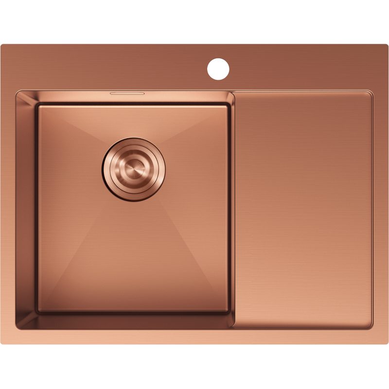 Mexen Exar zlewozmywak stalowy 1-komorowy z ociekaczem, lewy 620 x 480 mm, miedź - 6431621005L-65