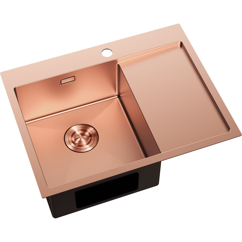 Mexen Exar zlewozmywak stalowy 1-komorowy z ociekaczem, lewy 620 x 480 mm, miedź - 6431621005L-65