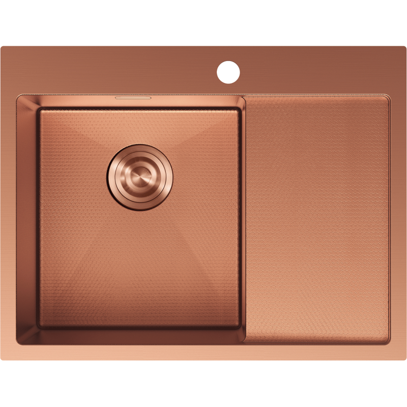 Mexen Exar zlewozmywak stalowy 1-komorowy z ociekaczem, lewy 620 x 480 mm, miedź HC - 6431621005L-65HC