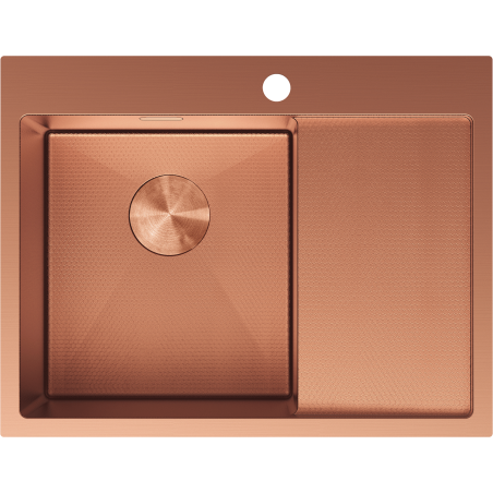 Mexen Exar zlewozmywak stalowy 1-komorowy z ociekaczem lewy 620 x 480 mm, miedź HC - 6431621005L-65HC