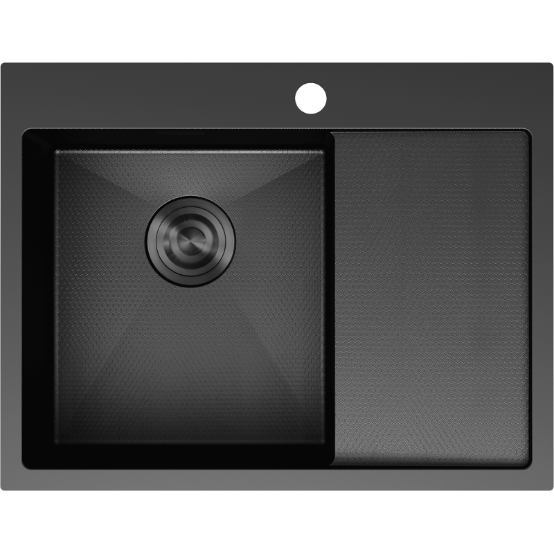 Mexen Exar zlewozmywak stalowy 1-komorowy z ociekaczem, lewy 620 x 480 mm, czarny HC - 6431621005L-70HC